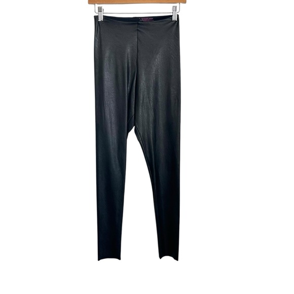 Commando Control Womens Vegan Faux Leather High Waisted Leggings Sz Med Black - Picture 1 of 5